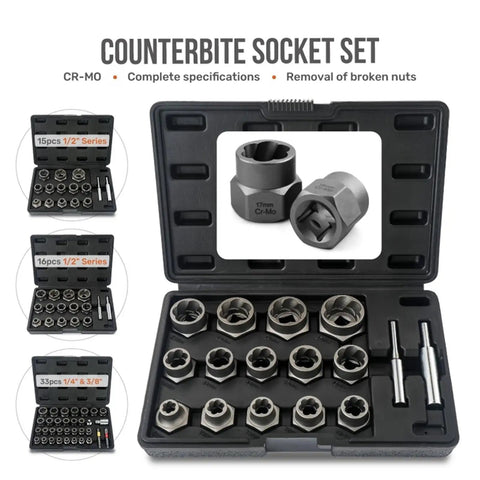Heavy Duty Reverse Thread Impact Socket Set 1/4 3/8 And 1/2 Inch Drive Bits For Mechanic Pros Who Need Killer Gear To Smash Tough Jobs Without Any Frustration Or Slow Down Ever Again Today, case open