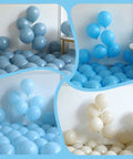 Up Up And Away Balloon Garland Arch Kit With 152 Pieces Dusty Slate Fog Blue Sand White Balloons in room display