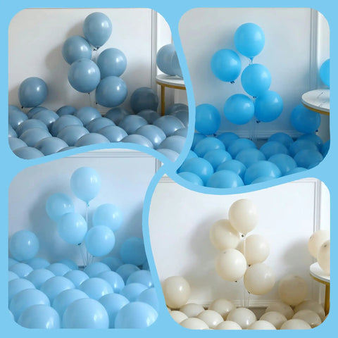 Up Up And Away Balloon Garland Arch Kit With 152 Pieces Dusty Slate Fog Blue Sand White Balloons in room display