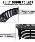 Fire Pit Surround Tabletop For Bonfire Nights, 37.5 Inch Outdoor Steel Table With Reinforced Support and Protective Barrier