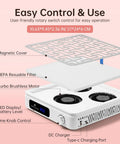 Heavy Duty Cordless Nail Dust Collector With Beast Mode 19500 Rpm Suction For Gel And Acrylic Files Portable Battery Powered Manicure Dust Cleaner Tool with HEPA filter and rotary control.