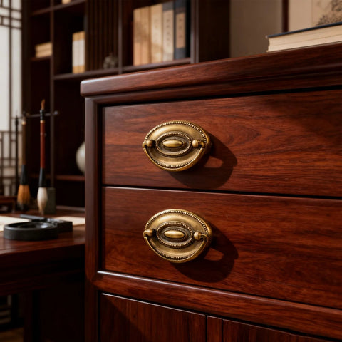 Antique Oval Ring Pull Cabinet Handles 4 Pack Vintage Drawer Pulls Zinc Alloy 80x57mm with 2.52 Inch center hole on wood dresser