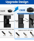 Image showing CB29 and CB28 in use on level and angled posts for 100 Pack Black Cable Railing Rubber Grommets For Level And Angled Stairs.