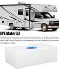 18 Gallon RV Water Tank For Fresh Water Storage And Transport Durable LLDPE Holding Tank next to RV camper