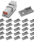 25 Pack Connector Mounting Clips For DTM DTP DT DTHD Series Connectors shown with clips and connector