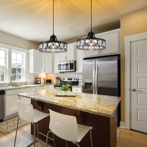 Plug In Pendant Light With 15 Foot Cord Dimmable Inline On Off Switch Dope Modern Crystal Chandelier in kitchen setting