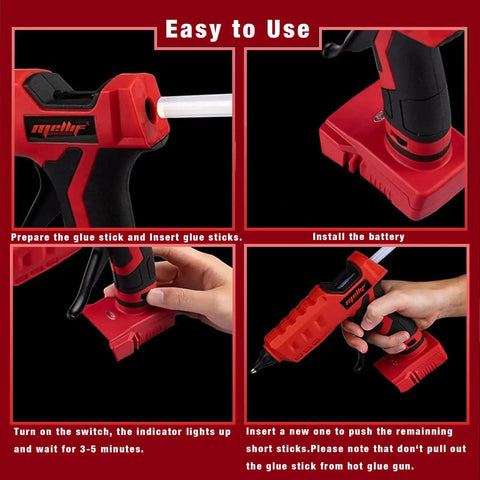 Cordless Hot Glue Gun With 20 Glue Sticks 0.43 Inch Fast Preheat LED Ready Works With Milwaukee 18V Batteries Portable Handheld Glue Gun For Arts And Crafts And DIY Projects