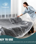 Crystal Clear Plastic Moving Chair Cover Bag For Storage And Transport Extra Large 65 X 42 X 34 Inch Waterproof on sofa