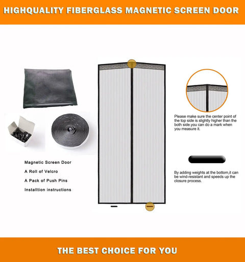 Easy Install Magnetic Screen Door With Pet Friendly Mesh Hands Free Entry For Indoor Outdoor Use Fiberglass Net With 26 Magnets