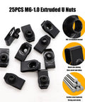 25-piece set of M6-1.0 extruded U nuts from Universal Fender Liner Screws U Nut Kit M6-1.0 X 24mm With 10mm Hex Head U Clips