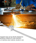 Heavy Duty Stainless Steel Torch Compass Roller Guide For Oxygen Welding And Cutting With Adjustable Gauge Scale Ruler Magnetic Base 50 Cm Length in use, creating circular cuts.