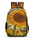 Country Sunflower Landscape Unisex Backpack With Large Capacity For Travel And Everyday Use, front view with sunflower design