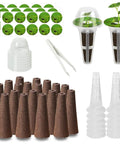 All In One Indoor Garden Seed Pod Kit For Hydroponics Systems, 73 Piece Set Including 18 Grow Sponges, 12 Plant Baskets And Domes