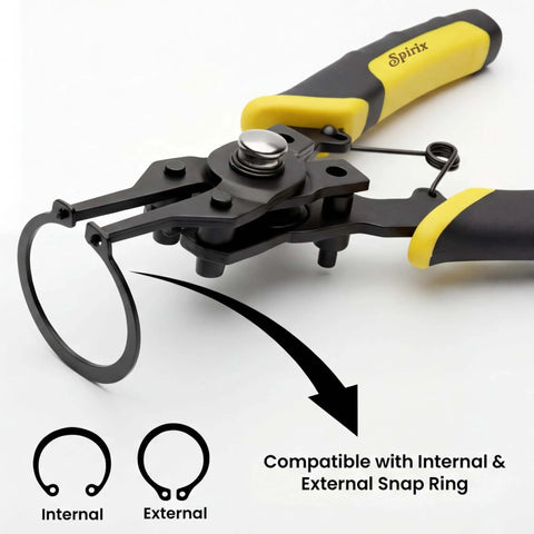 4 In 1 Heavy Duty Snap Ring Pliers Set With Interchangeable Heads For Internal And External Retaining Rings 45 And 90 Degree Angled Jaws Circlip Removal Tool For Auto Repair Machinery And Home DIY
