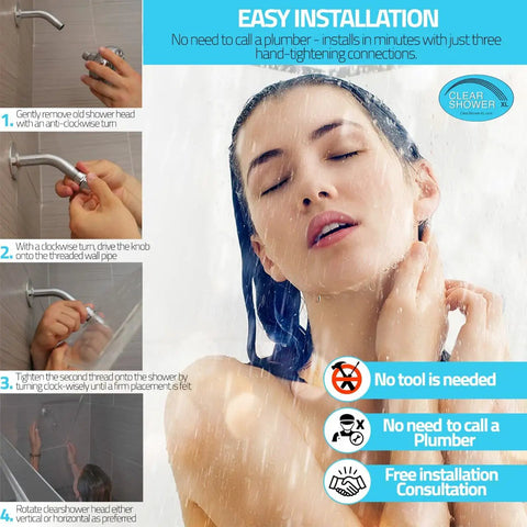 Installation guide for ceiling mounted rain shower with single jet, glass and acrylic construction, easy install features.