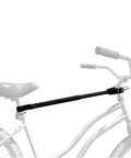Universal Top Tube Bike Rack Adapter for Cars, adjustable crossbar mount on a bicycle, ideal for step-through and full suspension bikes.