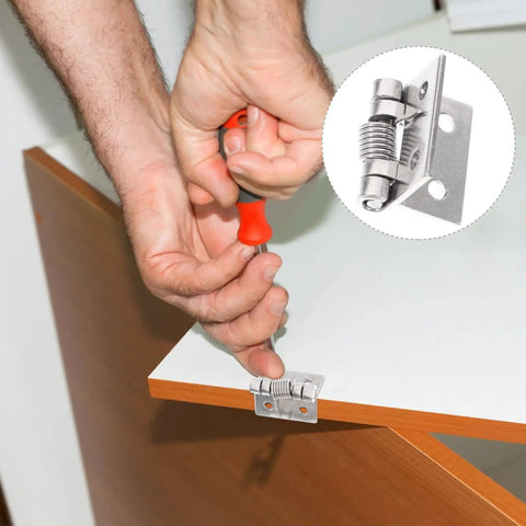 Installing Self Closing Door Hinges With Automatic Return Spring 1 Inch Stainless Steel Snap Hinges on a cabinet door.