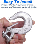 One Quarter Inch Safety Chain Hooks With Clevis Slip Hook And Safety Latch, Grade 70 Forged Steel, 12,600 Lb Capacity for trailers
