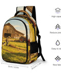 Summer Working Farm Landscape Printed Unisex Backpack With Large Capacity, 12.6x7.3x16.5in, breathable polyester for travel and school