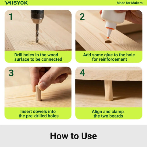 Step-by-step guide for using Eight Size Wooden Dowel Set Contains Three Hundred Pcs Of Premium Hardwood Dowels For Woodworking