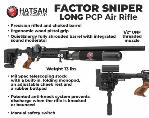 Factor Sniper Long 30 Caliber PCP Side Lever Air Rifle Bundle With Pellets And Targets ergonomic wood pistol grip