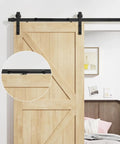 Hole Free Barn Door Soft Close Mechanism Upgraded Quiet Sliding Door Hardware Spring Damper on wood barn door, black steel track