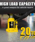 Yellow Jacket 20-ton low-profile bottle jack under a vehicle for lifting.