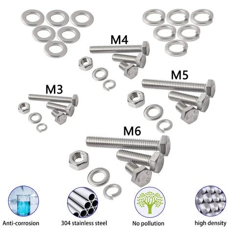 All Purpose Metric Stainless Steel Fastener Kit With 520 Pieces M3 To M6 Screws Nuts Washers And Spacers In Durable Box displayed