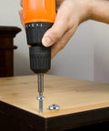 810 Piece 304 Stainless Steel Phillips Pan Head Machine Screw Kit in use with drill on wooden table for home repairs