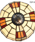 Top view of Color Block Tiffany Style Stained Glass Table Lamp, 8-Inch Lampshade, 13-Inch Tall, E12 Bulb Not Included