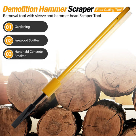Heavy Duty Root Cutting Tool For Digging Through Tree Roots And Stumps Bamboo Root Cutter with logs in background