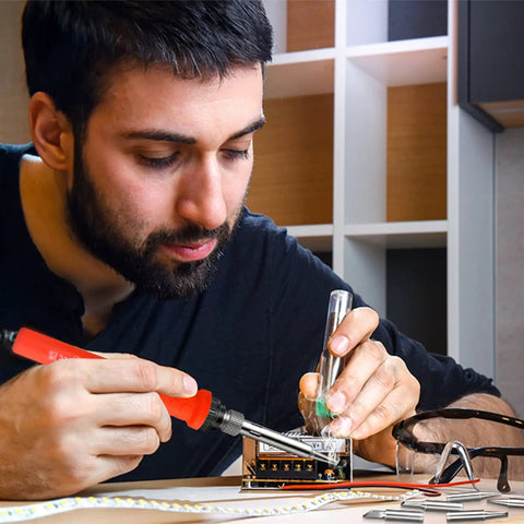 DIYer using 120W Digital Soldering Iron For DIYers With LED Display, Quick Heat Ceramic Heater From 356F To 932F for electronics repair