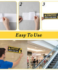 Heads Up Caution Sign Stickers 4 Pack Self Adhesive Vinyl Safety Decals For Warehouse Basement Stairs Low Clearance And Factory 11.8 Inch By 3.94 Inch applied on wall near stairs