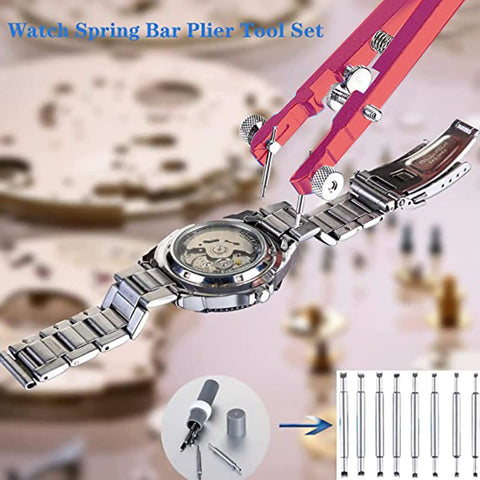Pro Grade Watch Spring Bar Pliers Tool Set for Easy Band Removal and Strap Replacement With 8 Alloy Steel Pins and Tweezers
