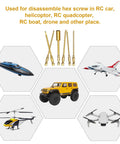 6 In 1 RC Tool Kit with screwdriver bits and hex drivers for disassembling RC cars, drones, boats, helicopters, and quadcopters.