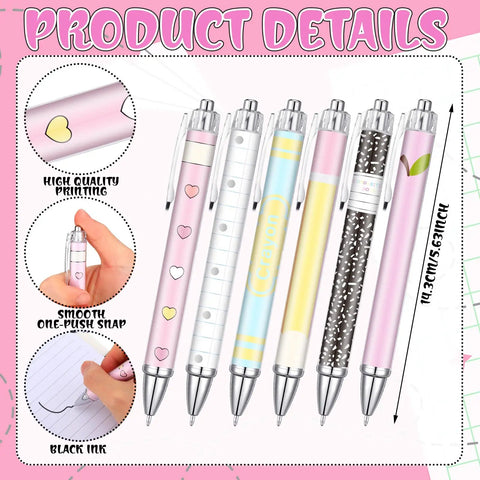 Pastel Back To School Gift Set With 12 Spiral Notebooks And 24 Ballpoint Pens For Teachers And Students Crayon Love Pattern