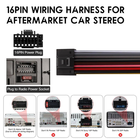 Toyota Plug And Play 16Pin Car Stereo Wiring Harness Kit With CANBUS Box for aftermarket stereo installation guidance