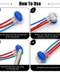 IDC 3-way outdoor boundary wire connector with blue cap; two red wires and one blue wire for irrigation.