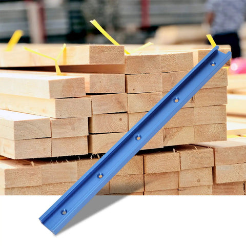 T Track Miter Track Jig For Woodworking Aluminum Alloy T Slot Track With Quick Acting Clamp against stacked wood planks