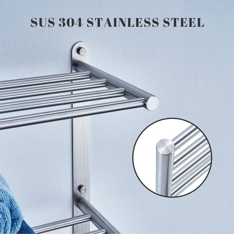Bathroom Towel Rack 24-Inch 3-Tier Wall Mounted Stainless Steel SUS304 Brushed Finish close-up