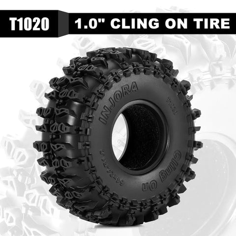 S5 1.0 Inch Cling On Tires Set 64mm Tall By 24mm Wide For TRX4M SCX24 1 18th And 1 24th Scale RC Crawlers With Ultra Sticky Compound