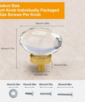 16 Pack Glass Cabinet Knobs And Pulls Dope Oval Crystal Knobs For Dressers And Cabinets Satin Brass Gold Finish shown with size details