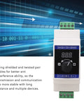 Adjustable 0 To 22 Milliamp Current Signal Simulator with 3-digit display on a rail mount for PLC debugging and testing.