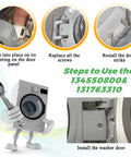 Washer Door Hinge With Bushings and Door Striker Kit Replacement Fits Frigidaire Electrolux Kenmore Crosley Front Load Washers Replaces 1191162 AP3886714 PS1152380, installation steps