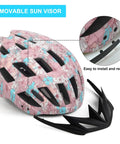 Adjustable Bike Helmet For Men And Women Lightweight Road And Mountain Cycling Safety Gear With Detachable Visor And Pink Flower Accent