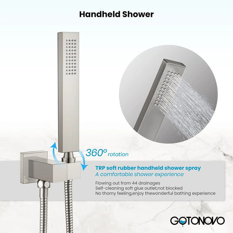 Wall Mounted Tub Filler With Handheld Shower Sprayer No Fuss Dual Function Tub Spout And 2In1 Diverter, brushed nickel