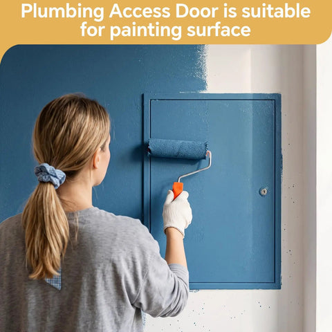 Premium Galvanized Steel Access Panel 24 By 36 Inches With Secure Lock And Key heavy duty access door being painted.