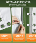 Installation steps for Golf Simulator Impact Screen For Home And Garage Training with grommet and strap attachment instructions