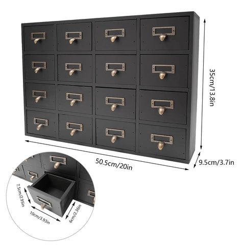 Keep Your Desk Looking Crisp And Ready To Roll With This Solid Wood Apothecary Cabinet Featuring 16 Roomy Drawers And Brass Handles.