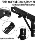 These Badass Heavy Duty Folding Shelf Brackets Bring Serious Strength As A 10 Inch Floating Triangle Wall Mount Hinge Setup visible close-up of folding mechanism.